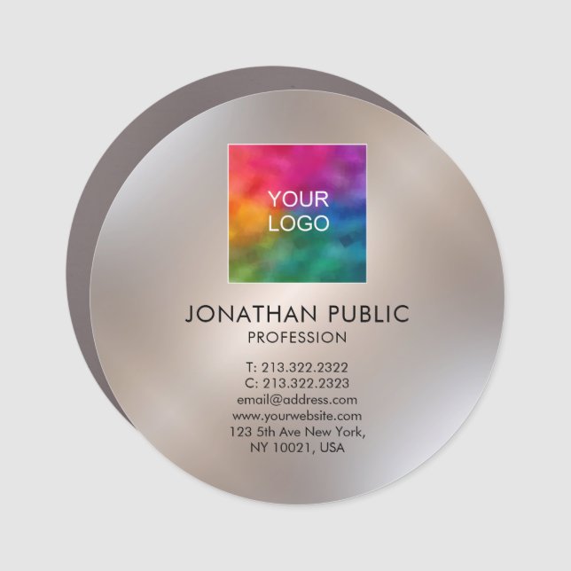 Template Modern Business Logo Custom Small Circle Car Magnet (Front)