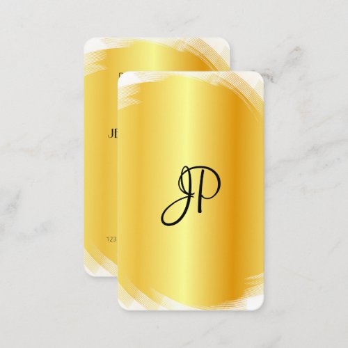 Template Modern Elegant Faux Gold White Monogram Business Card