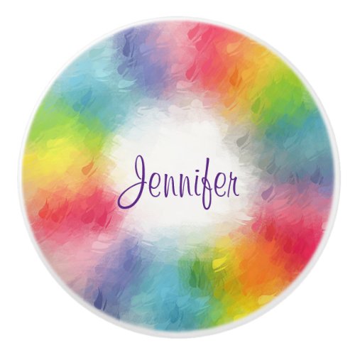 Template Modern Elegant Handwriting Colorful Ceramic Knob