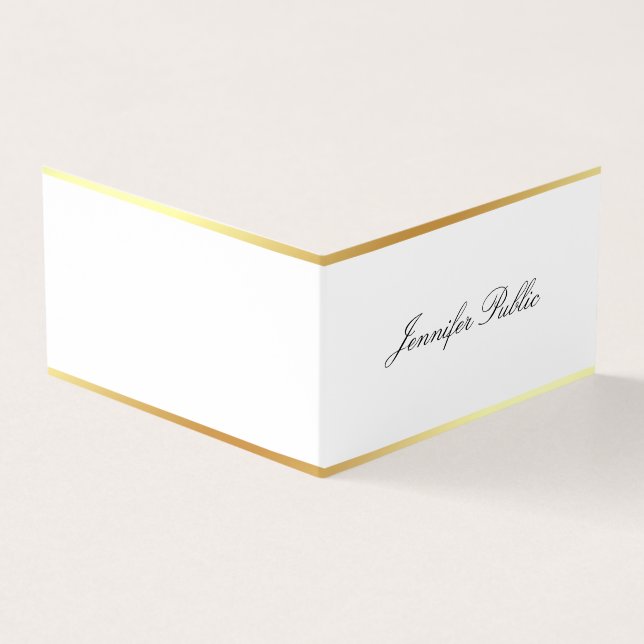 Template Modern Gold Elegant Hand Script Simple Business Card (Outside)