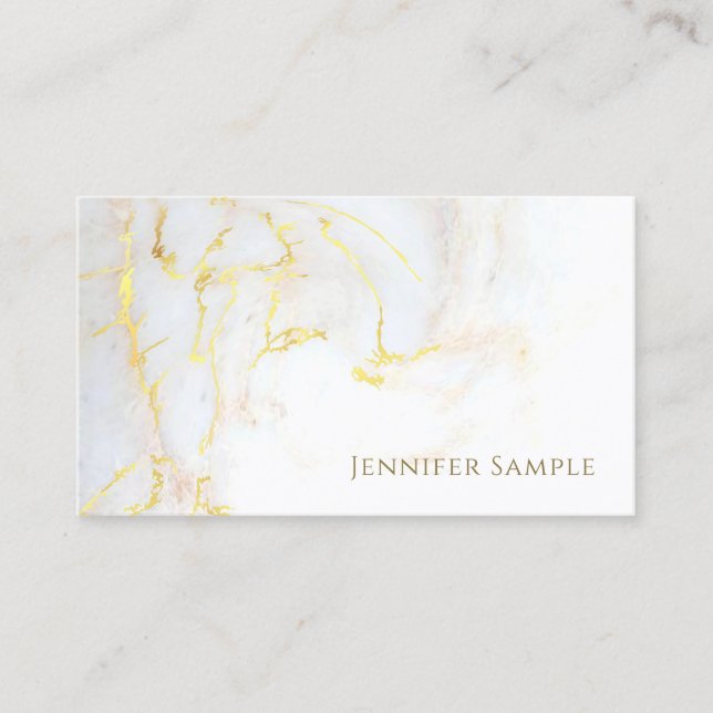 Template Modern Gold Marble Elegant Golden Trendy Business Card (Front)