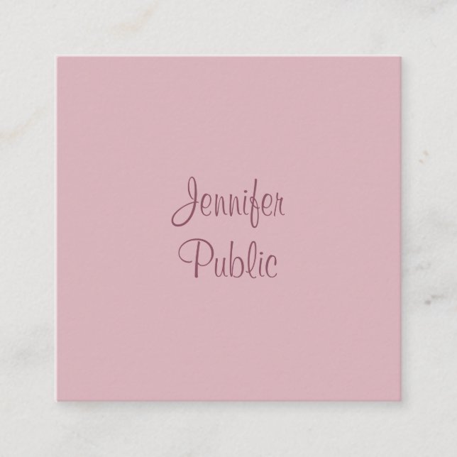 Template Modern Handwriting Script Name Elegant Square Business Card (Front)