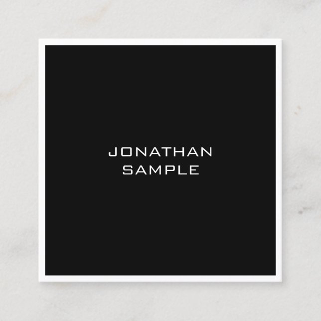 Template Modern Simple Elegant Black White Stylish Square Business Card (Front)