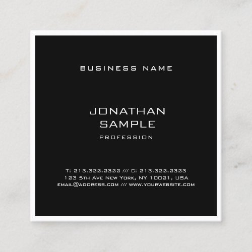 Template Modern Sleek Elegant Black White Minimal Square Business Card