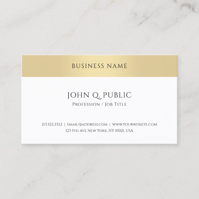 Template Modern Trendy Elegant Gold Look Simple Business Card (Front)