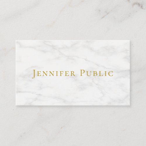 Template Modern White Marble Elegant Gold Text Business Card