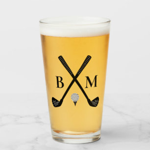 Template Monogram Initial Golf Club Dad Beer Glass