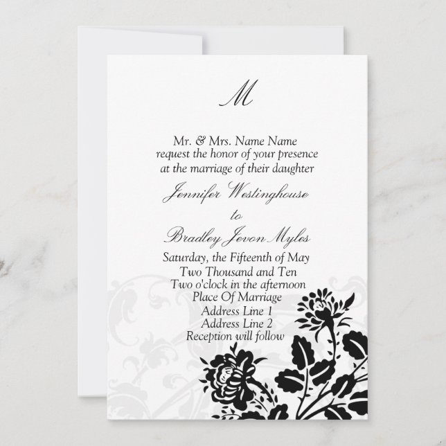Template Monogram Wedding Invitations (Front)