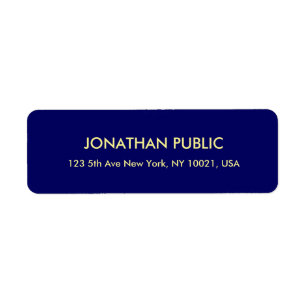 Template Navy Blue Faux Gold Font Return Address Label
