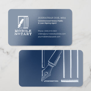 Template Notary Jail Signing Navy Silver Foil Spot Gloss Business Cards