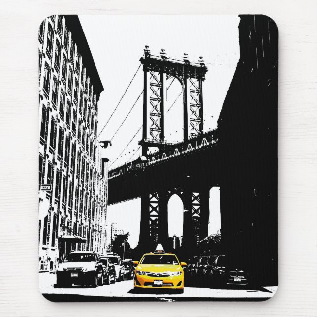 Template Nyc New York City Yellow Taxi Brooklyn Mouse Pad (Front)