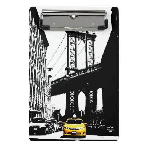 Template Nyc Yellow Taxi Brooklyn Bridge New York Mini Clipboard