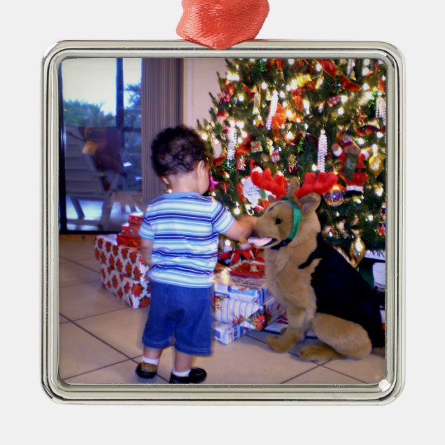 Template ornament, insert your own photo metal ornament (Front)