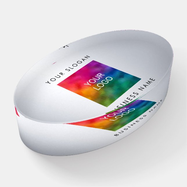 Template Paperweights Silver Look Add Company Logo Paperweight (Angled)