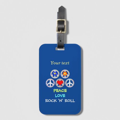 Template _ Peace Love and Rock n Roll Luggage Tag