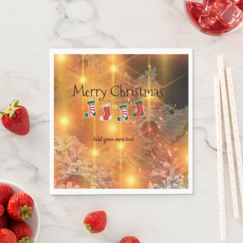 Template personalize Golden Christmas  Napkins