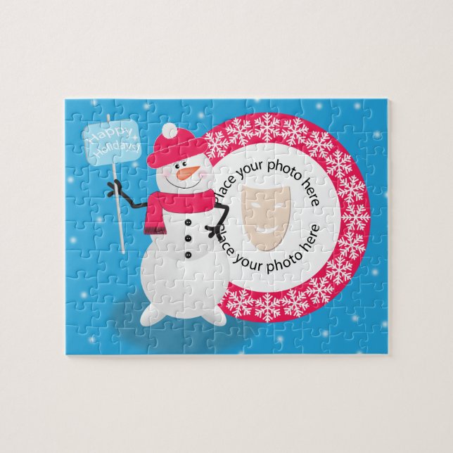Template photo Happy Holidays Snowman Jigsaw Puzzle (Horizontal)