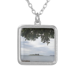Template Photo Rectangle Camera Silver Plated Necklace