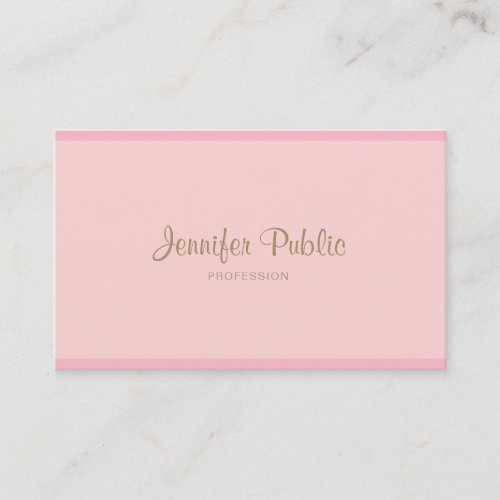 Template Pink Gold Hand Script Modern Elegant Business Card