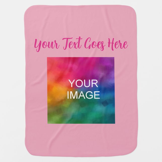 Template Pink Script Text Name Create Your Own Baby Blanket (Front)