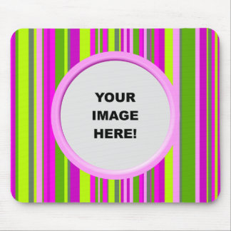 Template, Pinky Green Stripes Border Mouse Pad