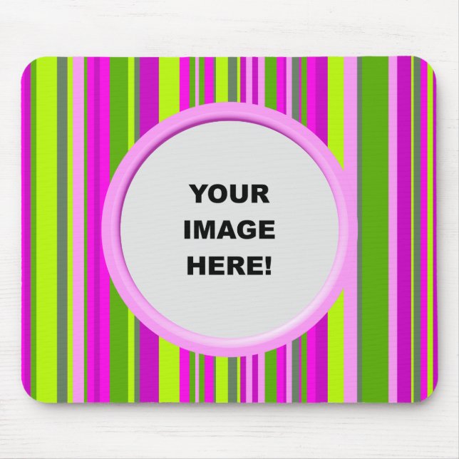Template, Pinky Green Stripes Border Mouse Pad (Front)