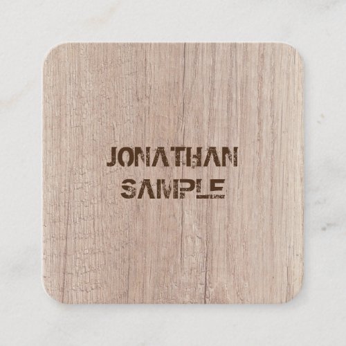 Template Plank Wood Board Look Distressed Text Square Business Card