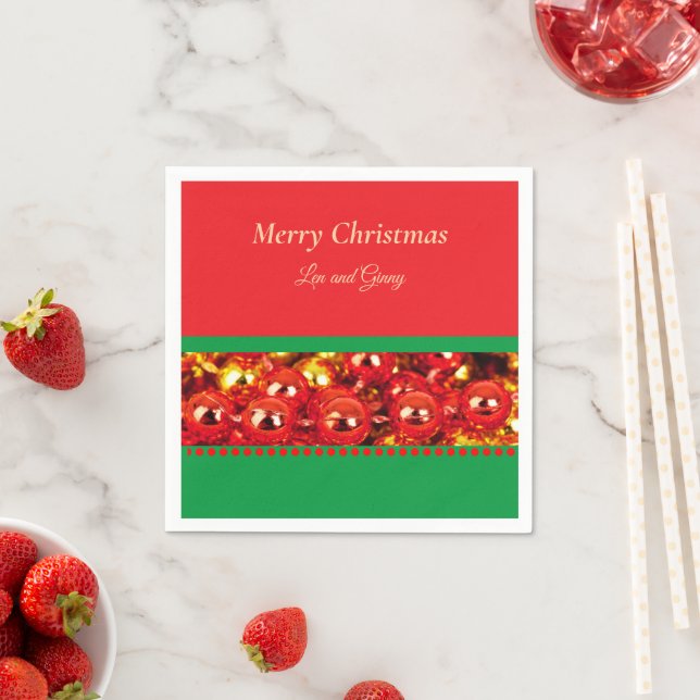 Template, Red and Green Christmas, Add Text, Napkins (Insitu)
