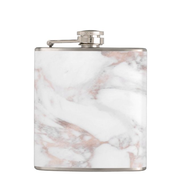 Template Rose Gold White Marble Elegant Best Flask (Front)