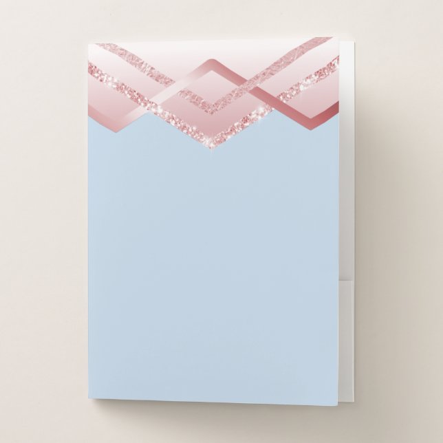 TEMPLATE Rosegold Glitter Foil Look Pocket Folder (Front)