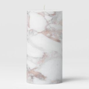 Template Rosegold White Marble Elegant Trendy Pillar Candle