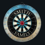 Template Rustic Dart Board<br><div class="desc">Here is a fun way to express your personal style. Design offers a modern yet rustic vibe with an array of blues,  beige,  and black colors. You can customize with your family name or text. Use the template to personalize.</div>