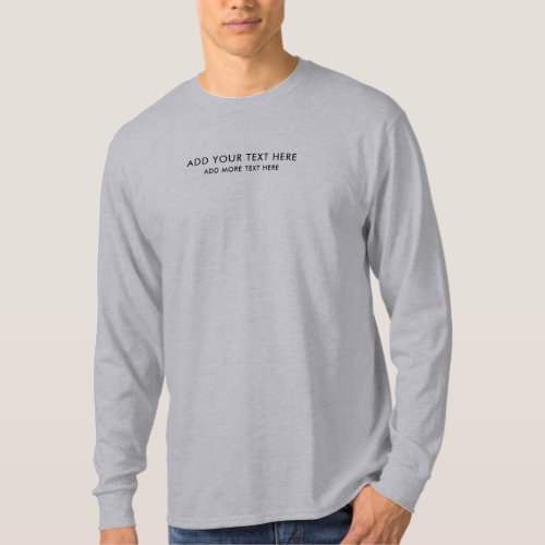 Template Small Font Mens Modern Long Sleeve Grey T_Shirt