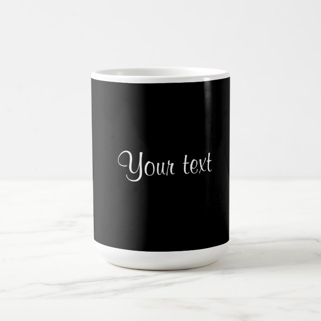 TEMPLATE - Solid black with white script Coffee Mu Coffee Mug (Center)