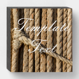 Template Text Boat Rope Wood Block Sign