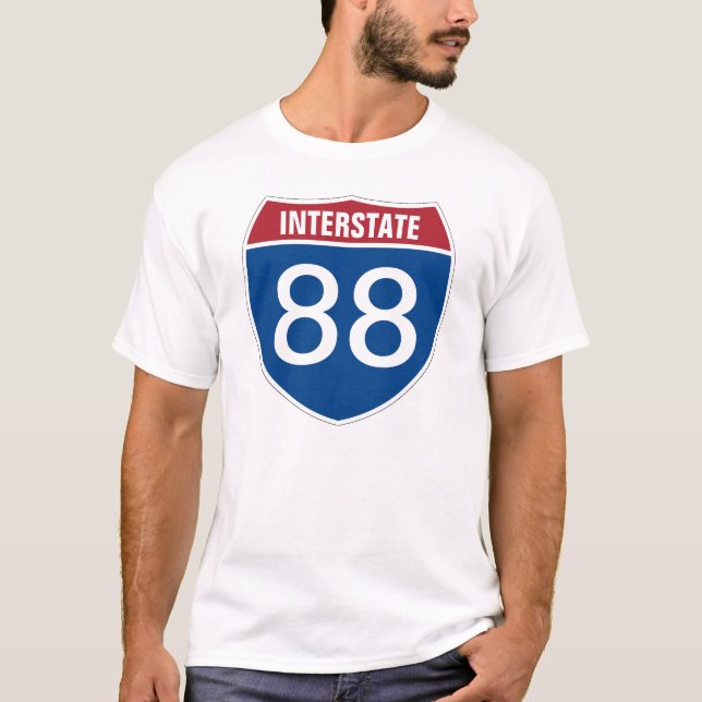 Template text INTERSTATE ONE or TWO-DIGIT NUMBER T-Shirt (Front)
