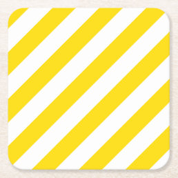 Template Trend Colors Yellow White Striped Modern Square Paper Coaster