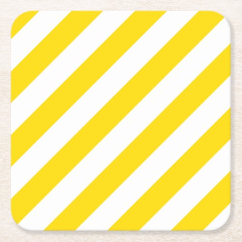 Template Trend Colors Yellow White Striped Modern Square Paper Coaster