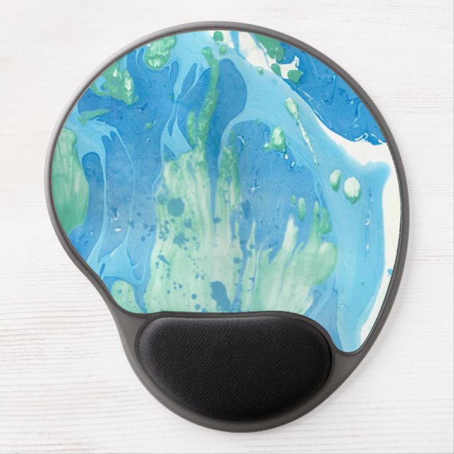 Template Trendy Modern Abstract Blue Green White Gel Mouse Pad (Front)