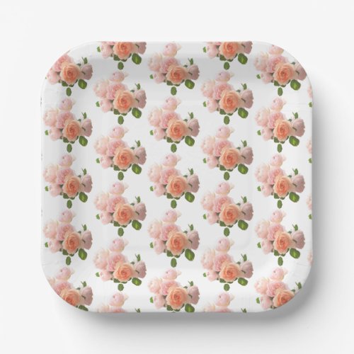 Template Trendy Modern Elegant Roses Design Paper Plates
