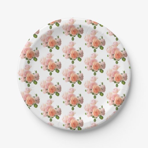 Template Trendy Modern Elegant Roses Design  Paper Plates