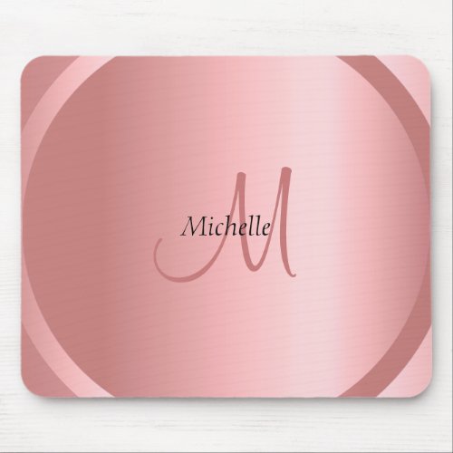 Template Trendy Rose Gold Monogram Modern Mouse Pad