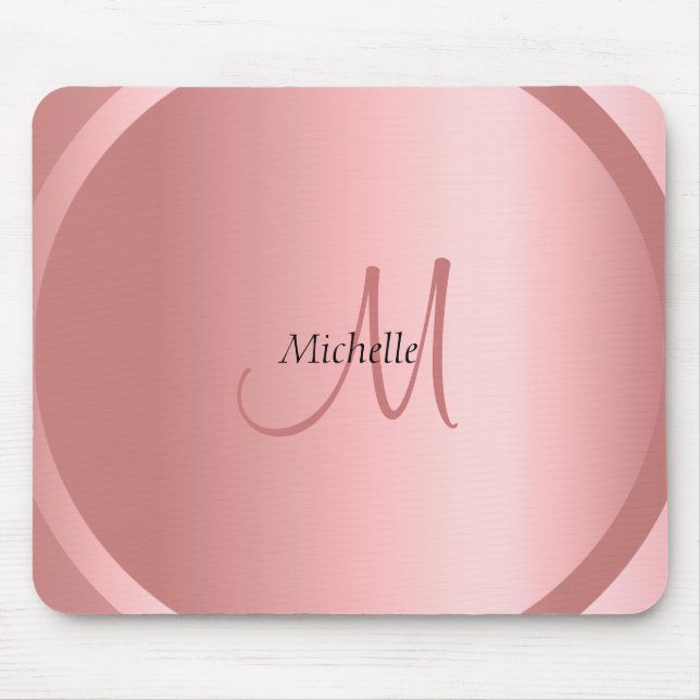 Template Trendy Rose Gold Monogram Modern Mouse Pad (Front)