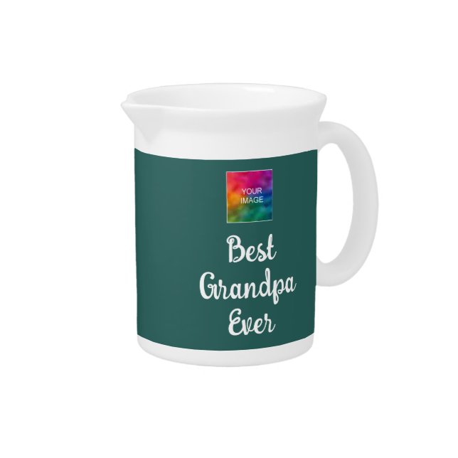 Template Typography Script Best Grandpa Ever Beverage Pitcher (Right)