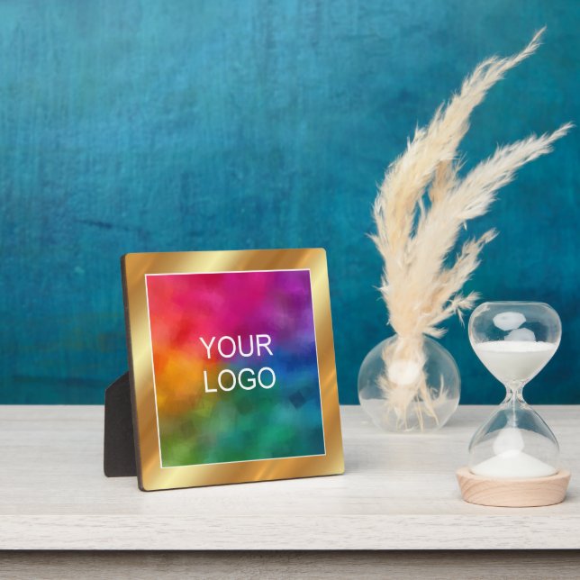 Template Upload Business Logo Glam Gold Easel Plaque (Insitu)
