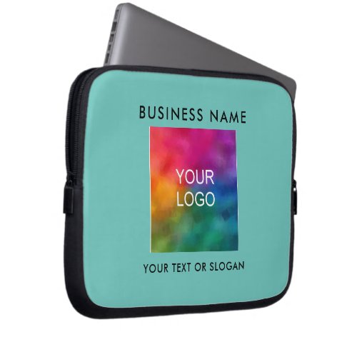 Template Upload Your Business Logo Here Teal Laptop Sleeve