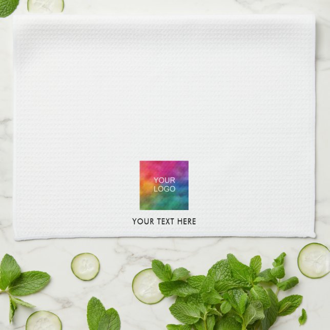 Template Upload Your Business Logo Name Text Kitchen Towel (Folded)