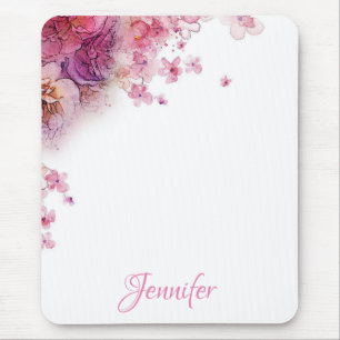 Template Watercolor Flowers Roses Elegant Mouse Pad