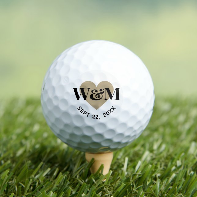 Template Wedding Favor Custom Initials Cute Classy Golf Balls (Insitu Tee)