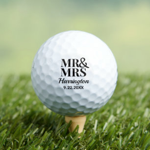 Template Wedding Favor Mr & Mrs Name Cute Classy Golf Balls
